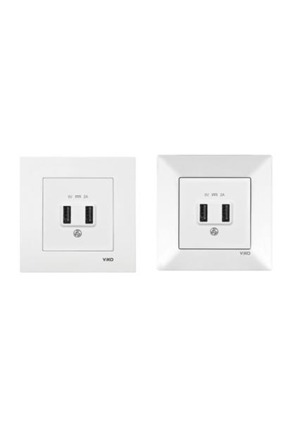 VIKO 90967101 K/M BEYAZ USB PRİZ MEK+KAPAK 5V-2A