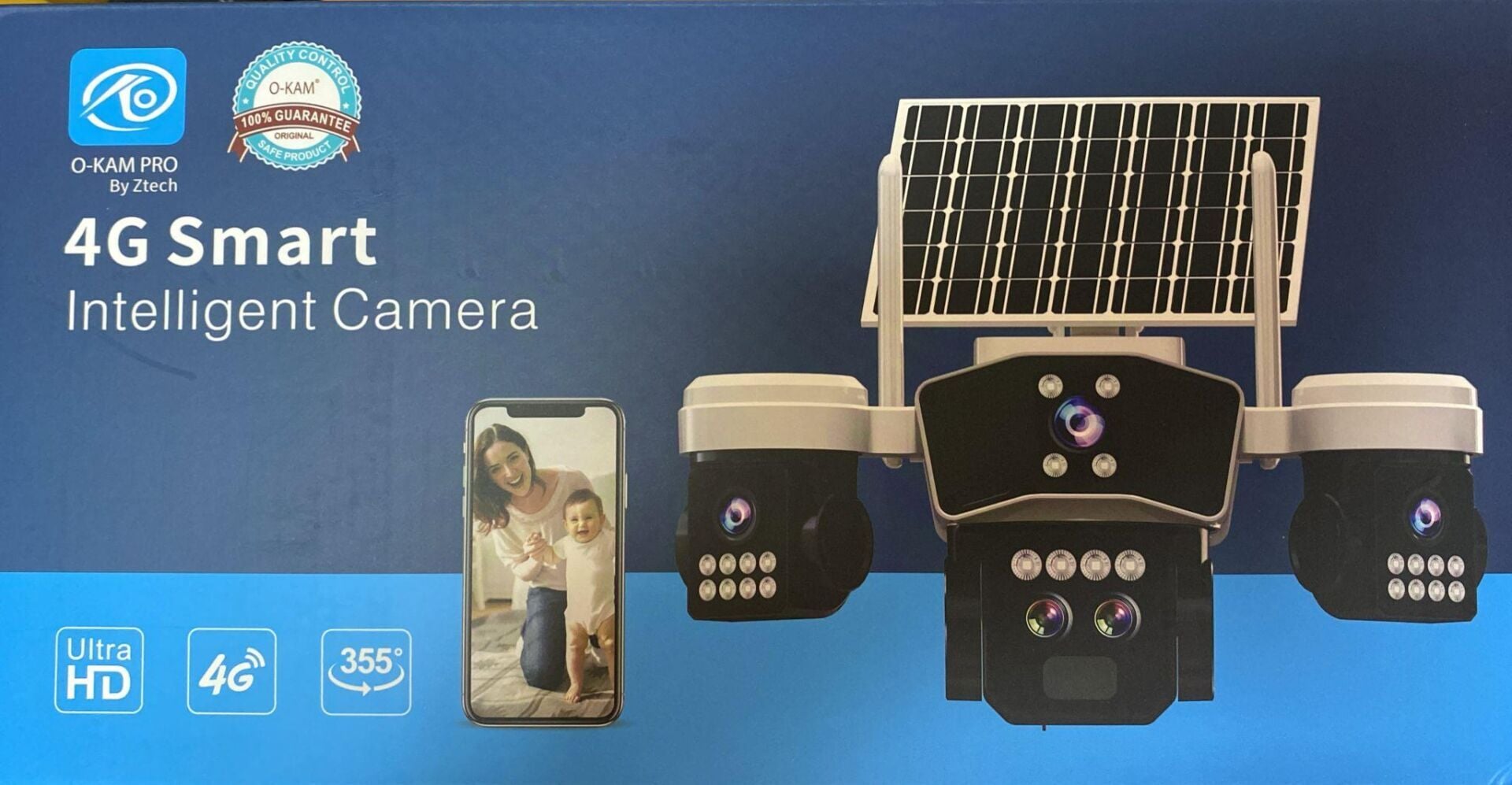 O-KAM 9095 4G SİM KARTLI Solar 3+3+3 - 9MP PTZ 10X OpticZoom3 Lens Köşeler Ayarlı Kamera