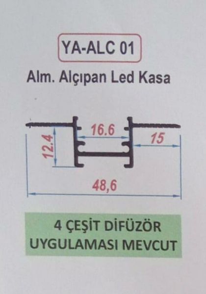 ALÇIPAN LED PROFİL KASA + DİFÜZÖR 305CM YA-ALC 01 + YA-001 C