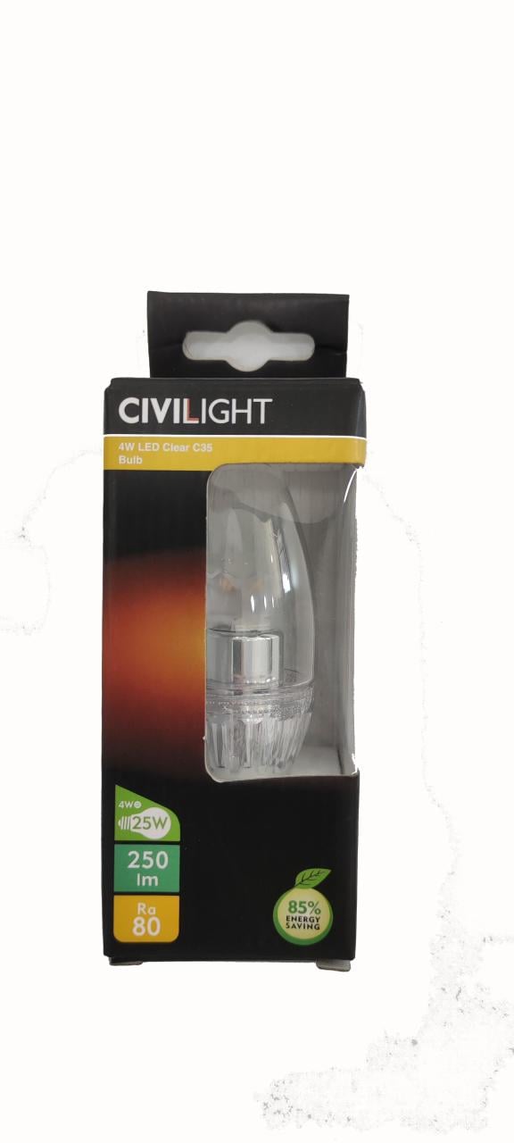 CİVİLİGHT 4W E14 2700K LED AMPUL CLEAR C35 BULB CLEAR