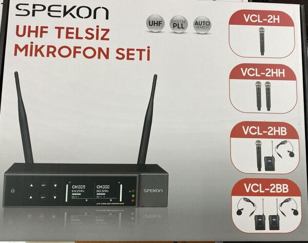 SPEKON VCL-2HB 1 EL + 1 YAKA UHF TELSİZ MİKROFON