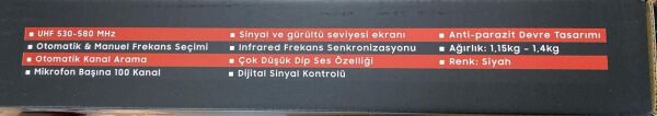 SPEKON VCL-2HB 1 EL + 1 YAKA UHF TELSİZ MİKROFON