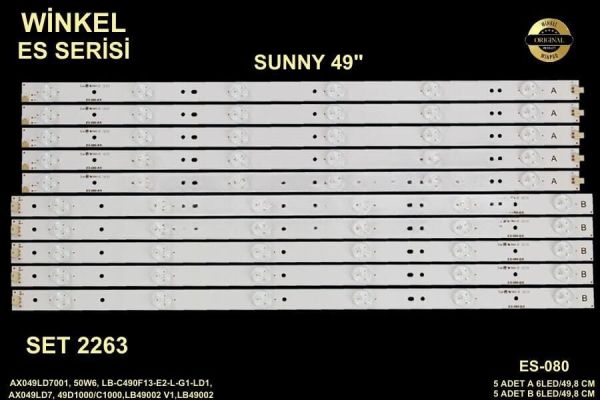 LCD LED-2263 TAKIM 10 LU-SN049DLDJ820-C490F13-SN049DLDJ820-STCFSN049-ES-080-WİNKEL