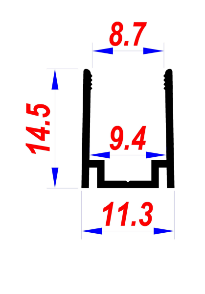 NEON LED KANALI ALİMİNYUM YA-018-DIŞTAN DIŞA 14,50X11,30MM 1 BOY 255 CM  FİYATIDIR