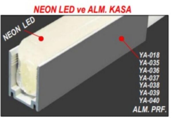 NEON LED KANALI ALİMİNYUM YA-035-DIŞTAN DIŞA 13,60X8,30MM 1 BOY 210 CM FİYATIDIR