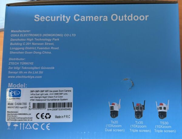 O-KAM 7050 3 Lens Siren + Mikrofon + Hoparlör 10X Optic Wifi Solar Güneş Panelli Kamera