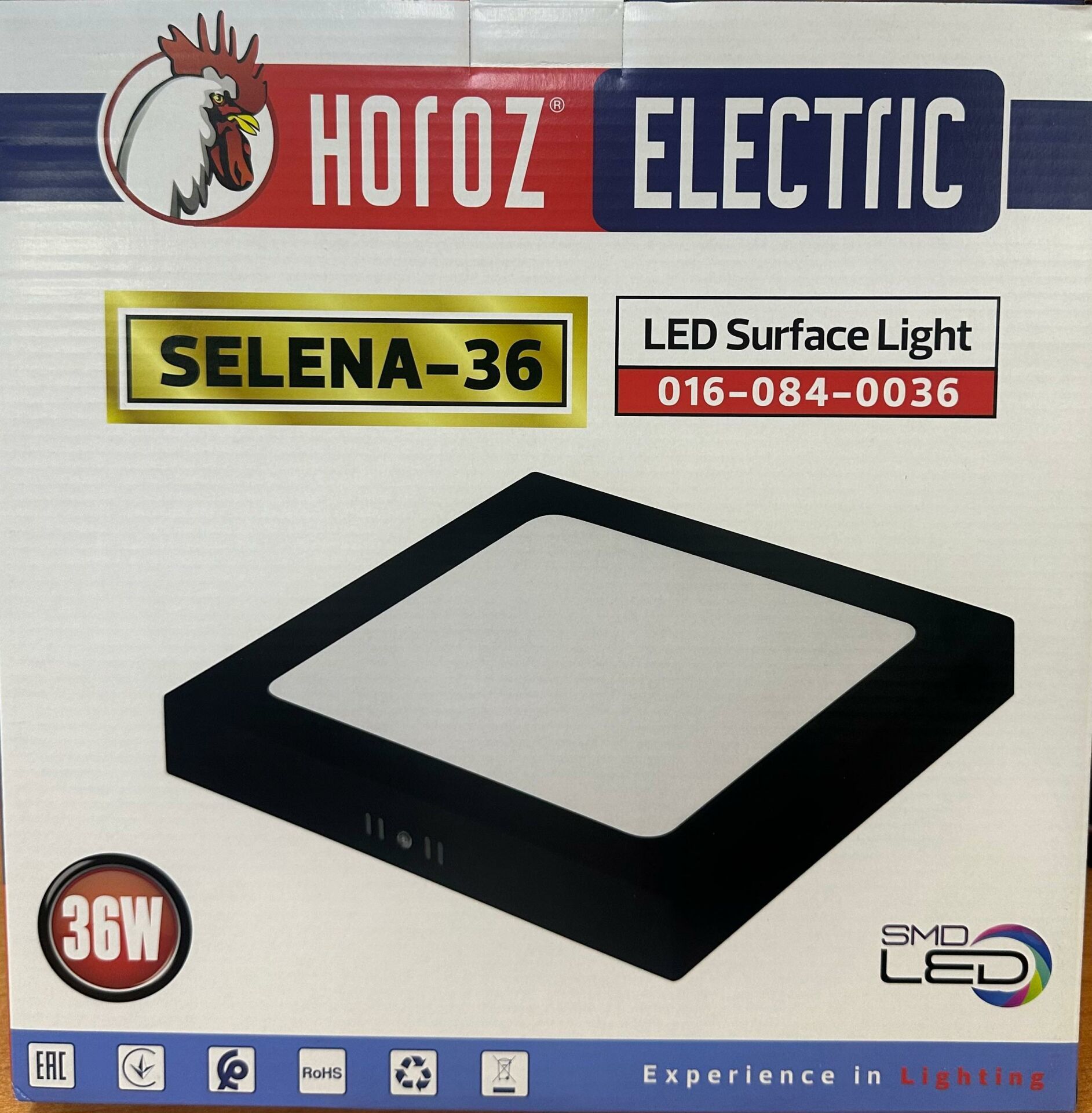 HOROZ LED PANEL 36 WATT SIVA ÜSTÜ BEYAZ RENK SİYAH KASA KARE 30X30 SELENA-36