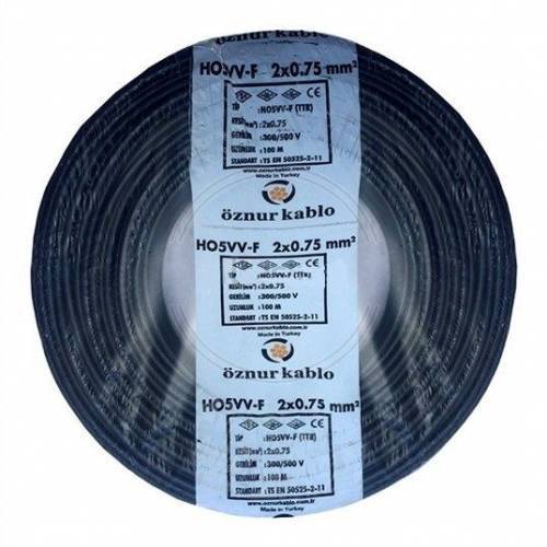 ÖZNUR TTR (H05VV-F) KABLO 2x0.75MM SİYAH