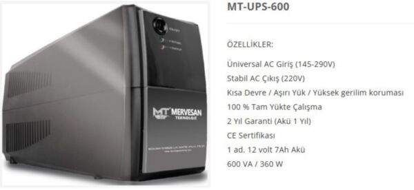 MERVESAN 600VA LINE INTERACTIVE UPS GÜÇ KAYNAĞI
