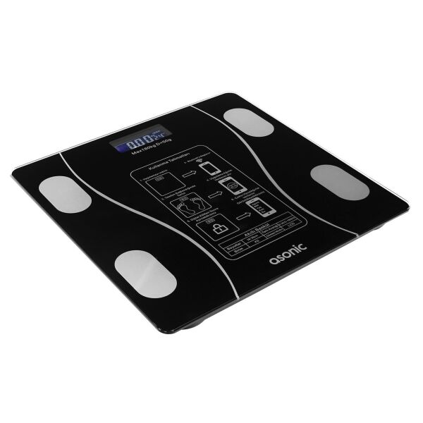 Asonic BS260 Siyah 26x26Cm Digital Bluetooth Baskül Asonic