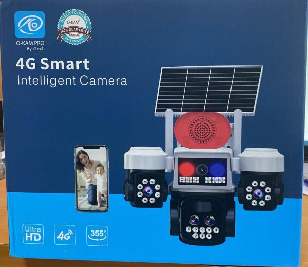O-KAM 5051 4G SİM KARTLI Solar 3+3+3 - 9MP PTZ 10X Optic Zoom 3 Lens Çakar Köşeler Ayarlı