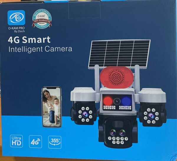 O-KAM 5051 4G SİM KARTLI Solar 3+3+3 - 9MP PTZ 10X Optic Zoom 3 Lens Çakar Köşeler Ayarlı