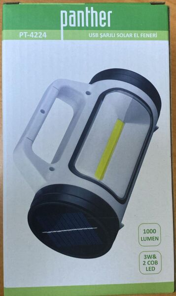 PANTHER PT-4224 USB ŞARJLI GÜNEŞ PANELLİ  EL FENERİ
