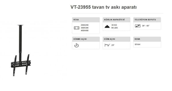 TV ASKI APARATI 39-65 INÇ TAVAN TİPİ VONTECH VT 23955