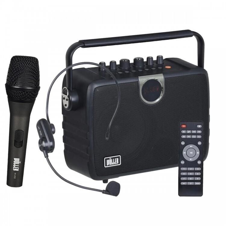 WÖLLER W-610HE ŞARJLI BT-USB PORTATİF KABLOSUZ EL + KAFA MIKROFONLU HOPARLÖR
