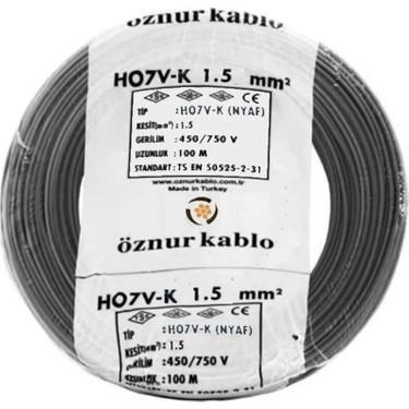 ÖZNUR NYAF (H07V-K) KABLO 1,5 MM SİYAH