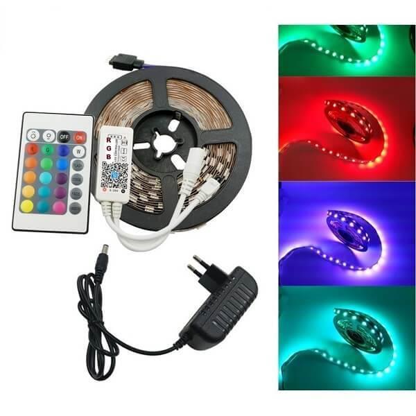 RGB ŞERİT LED SETİ ADAPTÖR KUMANDA DAHİL 5M