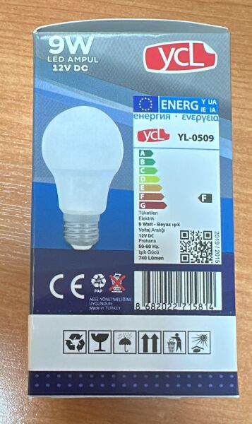 YCL YL-0509  LED AMPUL 9 WATT BEYAZ IŞIK 12 VOLT