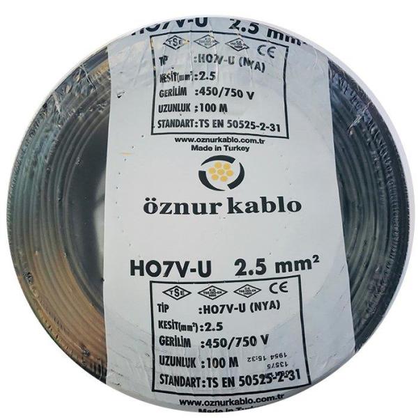 ÖZNUR NYA (H07V-U) 2.5MM KABLO SİYAH