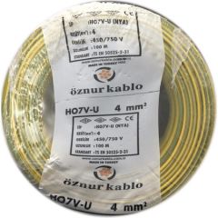 ÖZNUR NYA (H07V-U) 4MM KABLO SARIYEŞİL