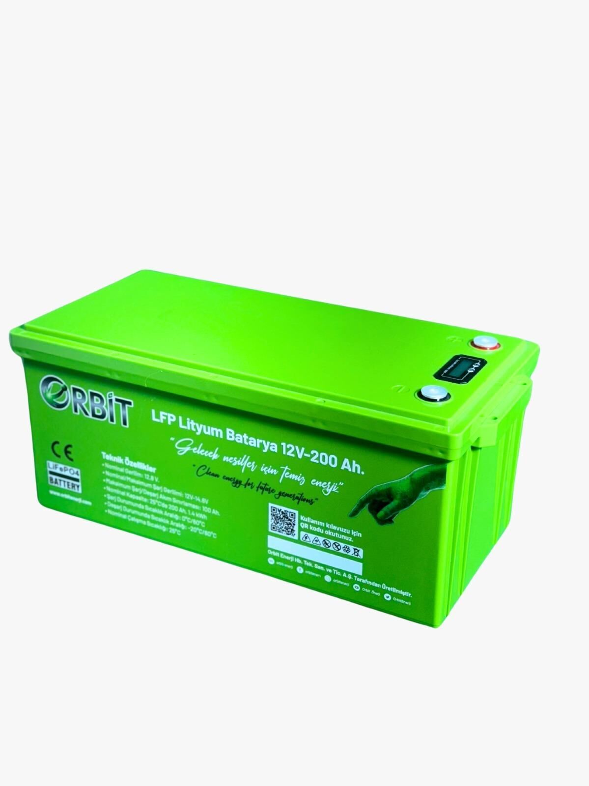 12 VOLT 200 AMPER 6000 CYCLE LİFEPO4 EKRANLI LİTYUM AKÜ ORBİT
