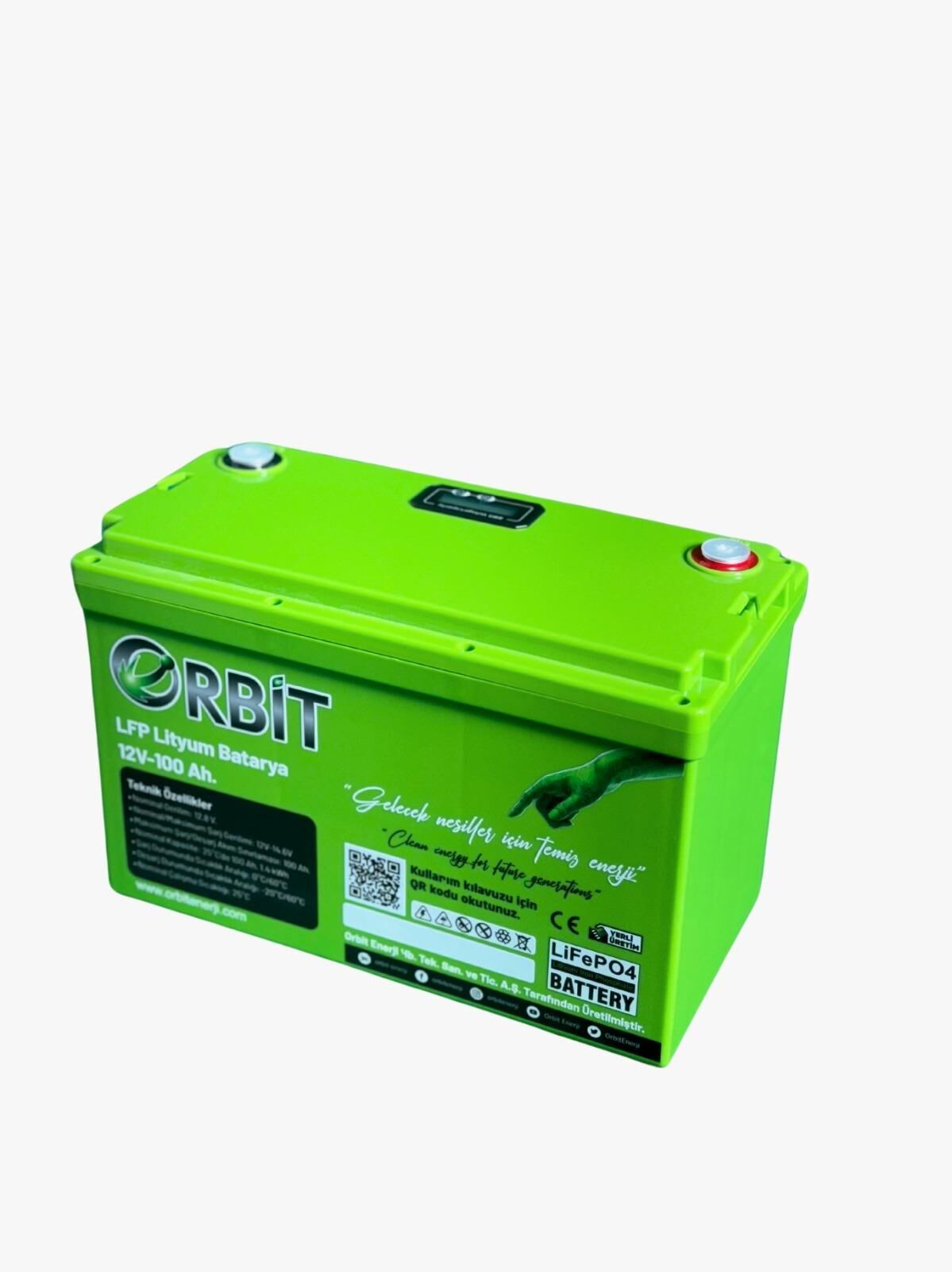 12 VOLT 100 AMPER 6000 CYCLE LİFEPO4 LİTYUM AKÜ ORBİT