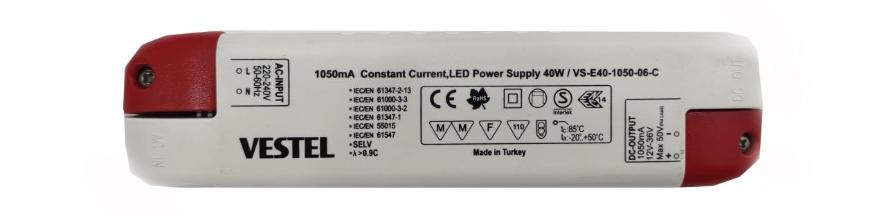 LED SÜRÜCÜ DRİVER 1050mA 12V-36V VS-E40-1050-06-C