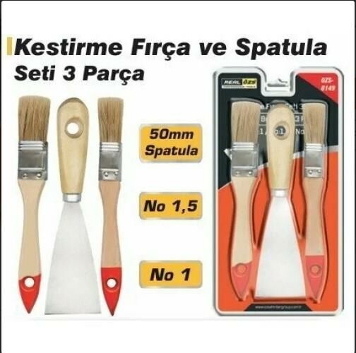 BOYA FIRÇASI 1 NO-1,5 NO VE 50 MM SPATULA SETİ 3LÜ-ÖZŞ-8148