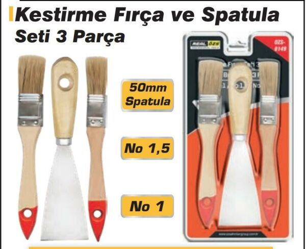 BOYA FIRÇASI 1 NO-1,5 NO VE 50 MM SPATULA SETİ 3LÜ-ÖZŞ-8148