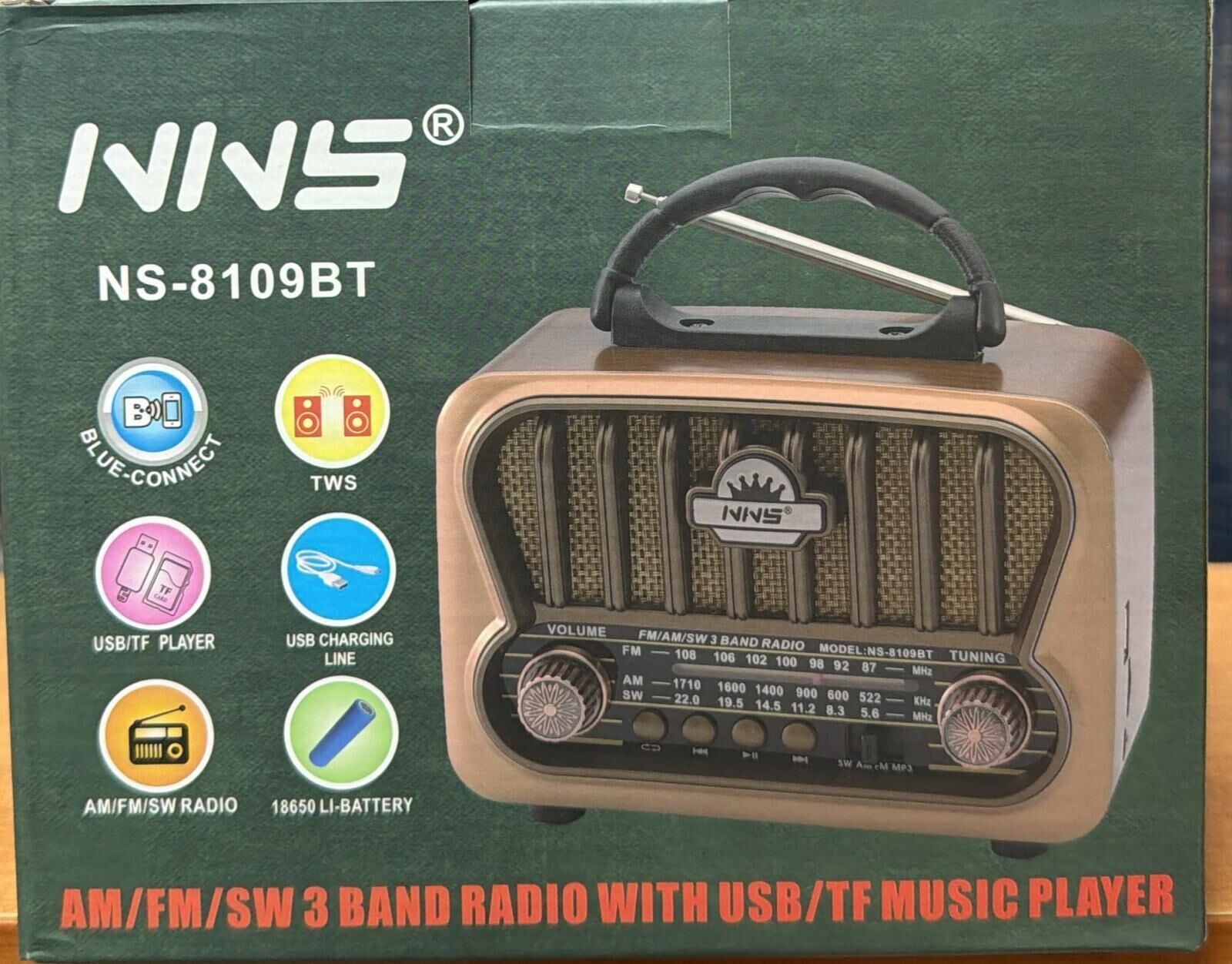 NNS NS-8109BT BLUETOOTH USB NOSTALJİK ŞARJLI RADYO