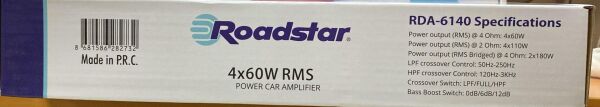 ROADSTAR RDA-6140 STEREO 3000 WATT 4 KANALLI OTO AMFİ