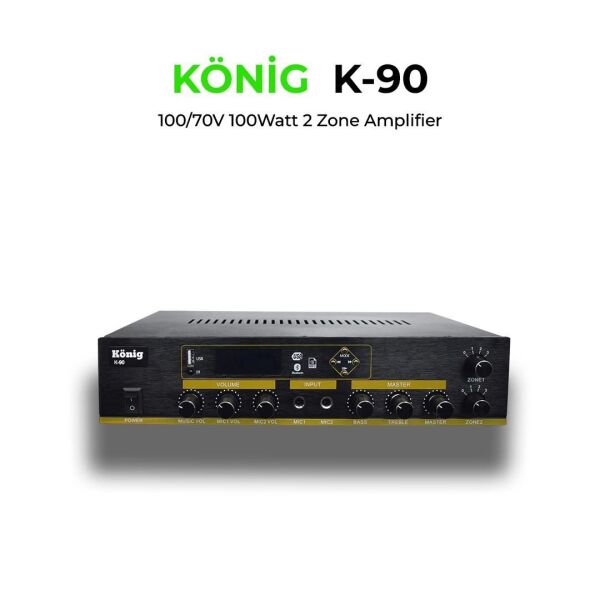 KÖNİG K-90-USB-SD-BT-100WATT TRAFOLU 2 BÖLGELİ ANFİ