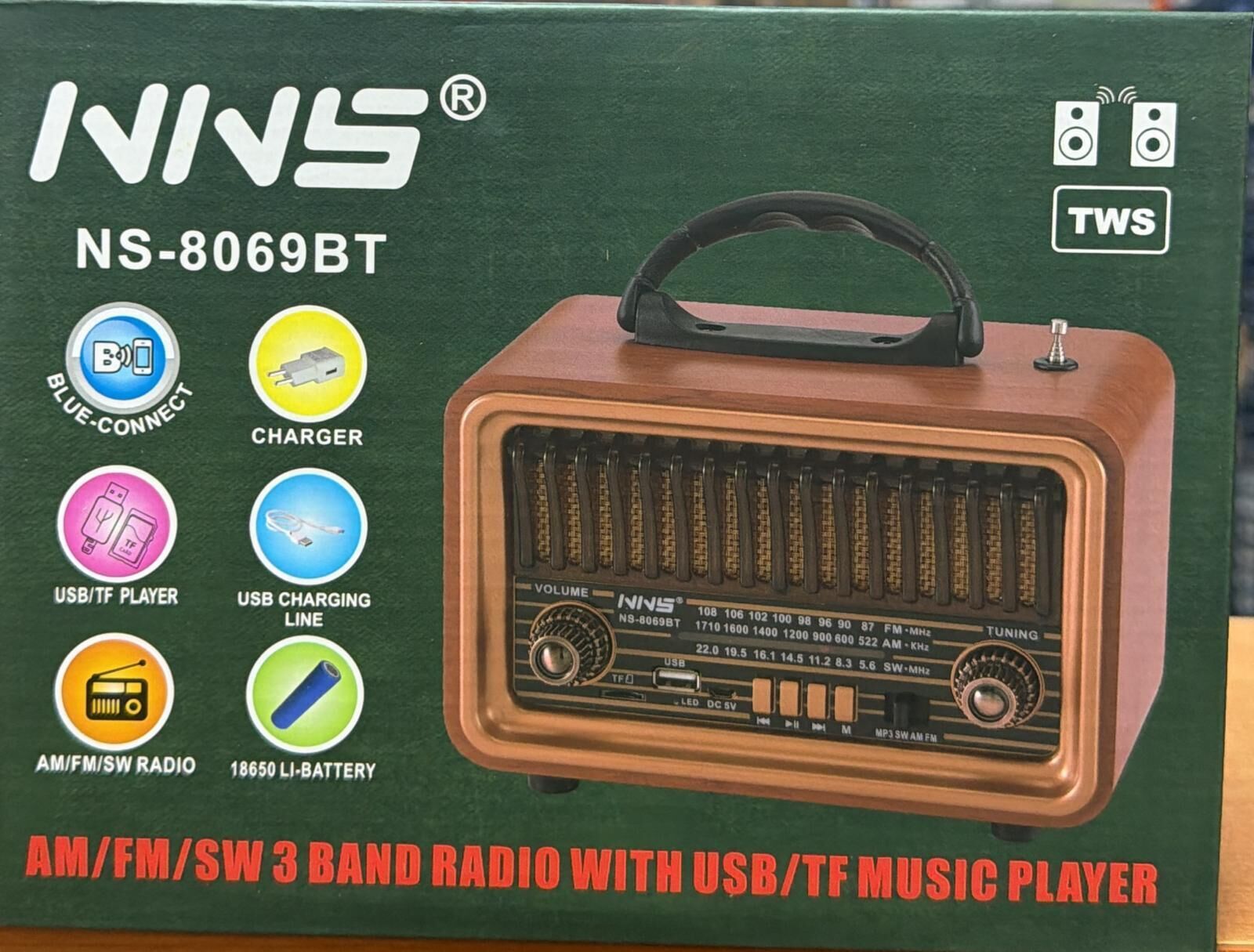 NNS NS-8069BT BLUETOOTH USB NOSTALJİK ŞARJLI RADYO