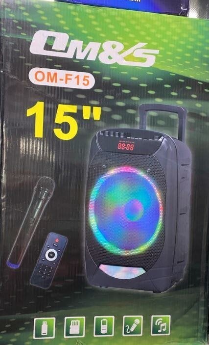 MÜZİK KUTUSU OM-F15 KABLOSUZ Bİ EL MİKROFON DİSKO IŞIKLI