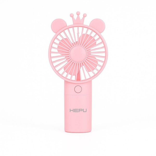 HEPU HP-F05 USB Şarjlı El Tipi Mini Fan – Taç Figürlü Sevimli Tasarım, Hafif ve Taşınabili