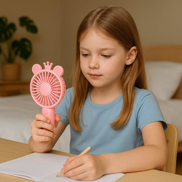 HEPU HP-F05 USB Şarjlı El Tipi Mini Fan – Taç Figürlü Sevimli Tasarım, Hafif ve Taşınabili