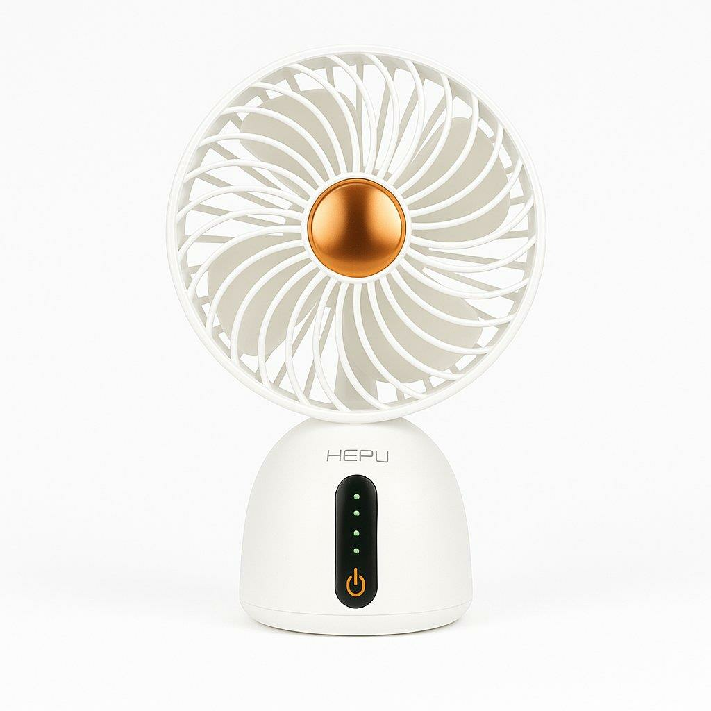 HEPU HP-F07 USB Şarjlı Sessiz Masaüstü Mini Fan – 360° Ayarlanabilir Gövde