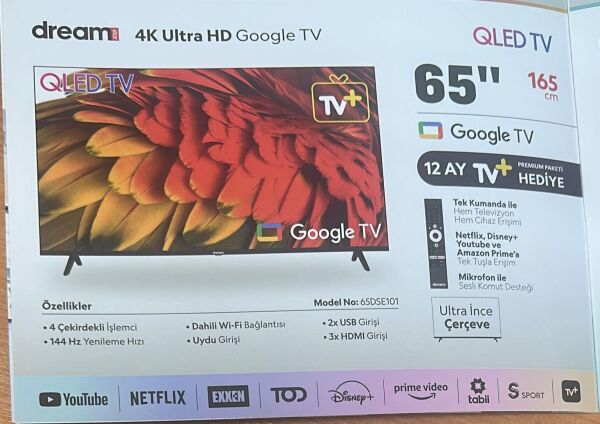 DREAMSTAR 65'' 165CM 4K ULTRA HD SMART GOOGLE TV UYDULU LED TV