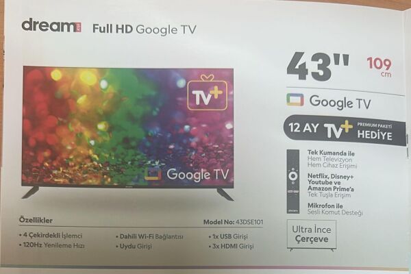 DREAMSTAR 43'' 109CM FULL HD SMART GOOGLE TV UYDULU LED TV