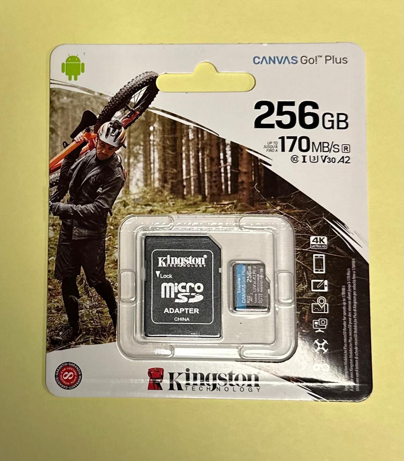 Kingston SDCG4/256GB 256GB microSDXC Canvas Go Plus Gen4 200MB/s A2 U3 V30 Card DRONE