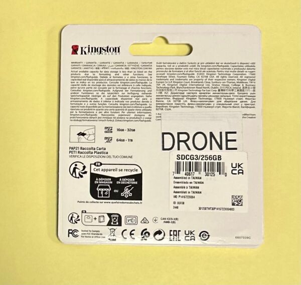 Kingston SDCG4/256GB 256GB microSDXC Canvas Go Plus Gen4 200MB/s A2 U3 V30 Card DRONE