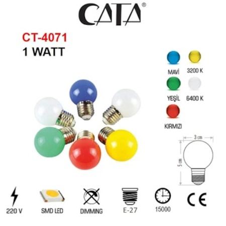 CATA CT-4071 LEDLİ TOP GECE AMPULÜ (5 RENK )