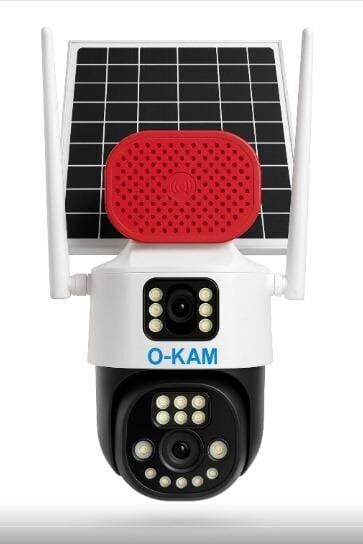 O-KAM 7015 3 Lens Siren + Mikrofon + Hoparlör Wifi Solar Güneş Panelli Kamera