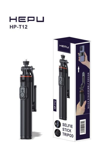 HEPU HP-T12 Bluetooth Selfie Çubuğu – Tripod Ayaklı + Hızlı Açılır Katlanabilir Tasarım +