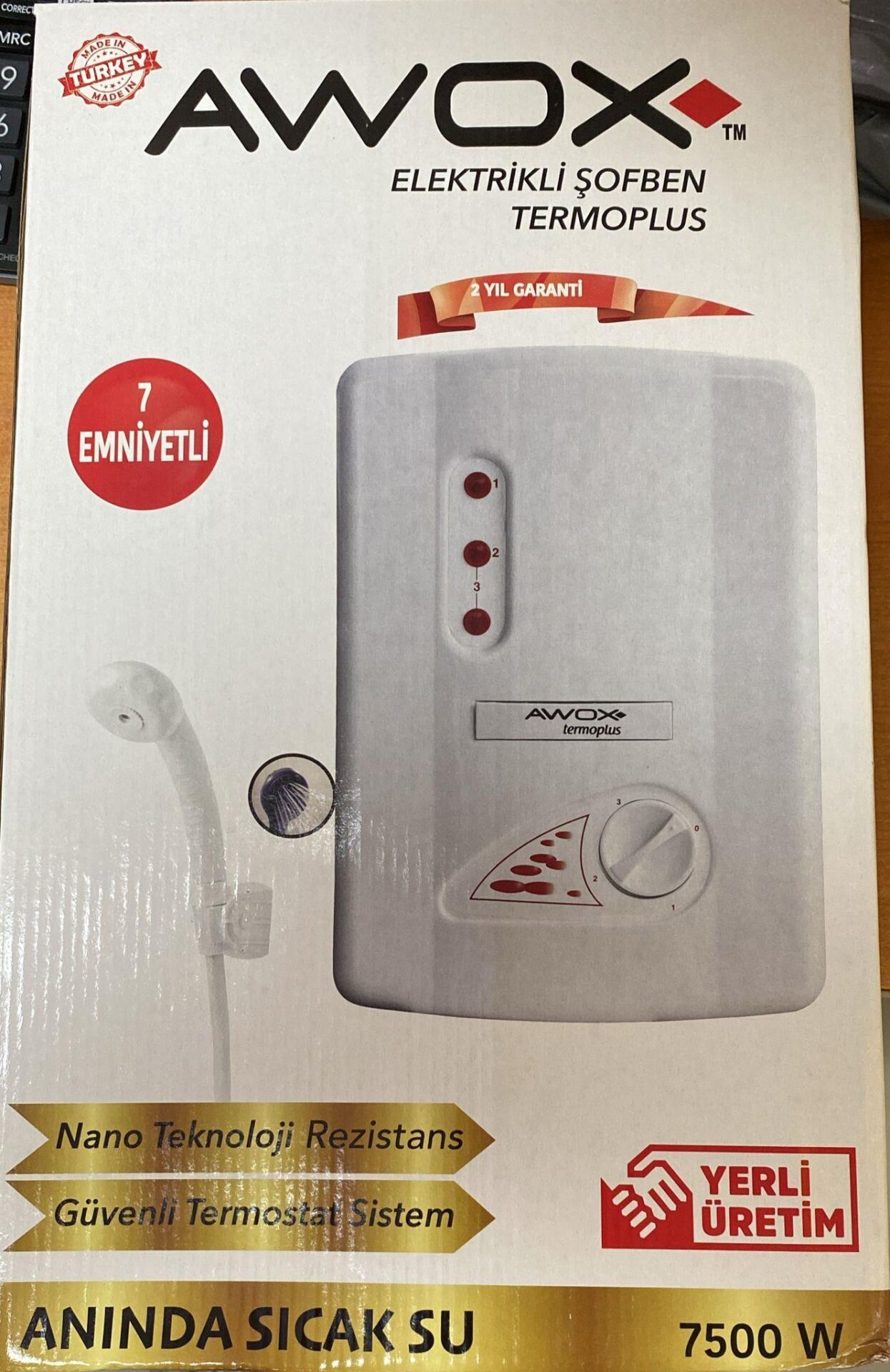 AWOX TERMOPLUS 7500 WATT ANİ SU ISITICI BANYO ŞOFBEN