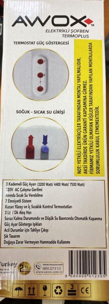 AWOX TERMOPLUS 7500 WATT ANİ SU ISITICI BANYO ŞOFBEN