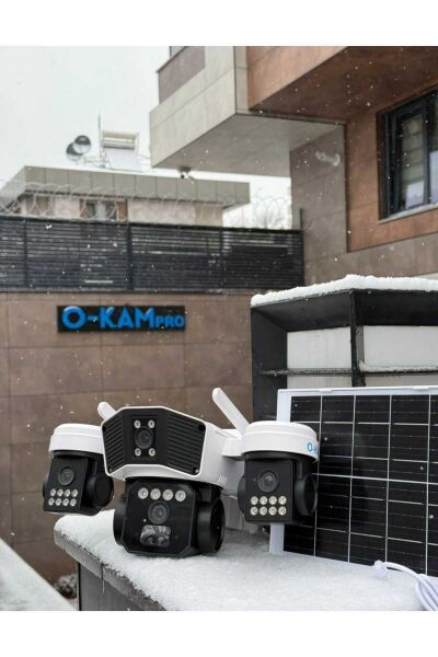 O-KAM-9090 4G SİM KARTLI Solar 6MP PTZ Dual LENS IP KAMERA