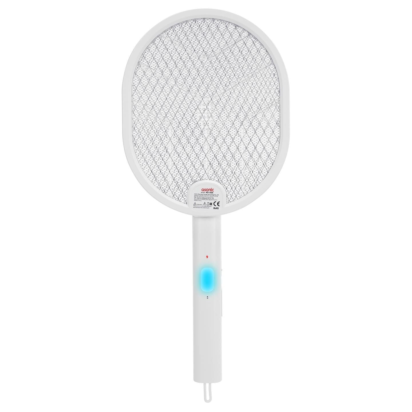 Asonic AS-A26 Beyaz 1200mAh 3000V Çıkış UV Işıklı Şarjli Katlanabilir Askılı Raket Sinek