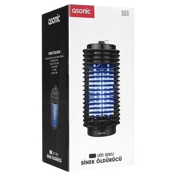 Asonic S23 3W Siyah LED Mavi Işıklı Sinek Öldürücü