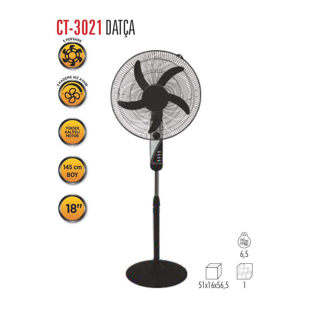 CATA CT-3021 45CM 5 PERVANELİ 50WATT 3KADEME 145CM AYAKLI VANTİLATÖR